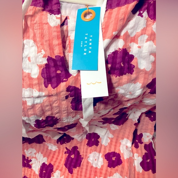 TANYA TAYLOR BOW NECKTIE DRESS IN SALMON/ROSE FLORAL PRINT SIZE S (runs big) NWT - Picture 8 of 10